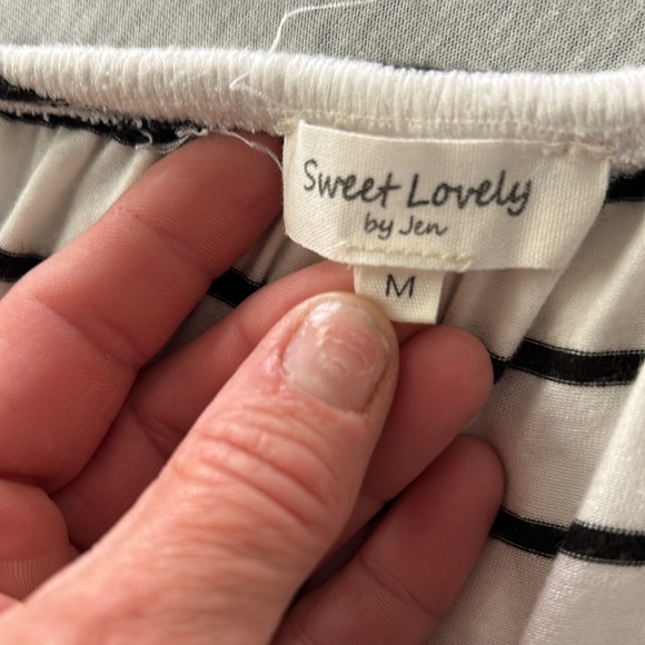 Sweet lovely by Jen black and white striped romper shorts - Picture 3 of 5